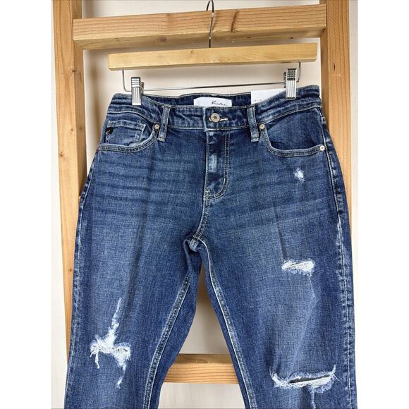 NWT KanCan Black Distressed Midrise Slim Boyfriend Cuffed Jeans 24 #0792 - Picture 4 of 6